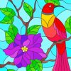 Red Bird And Flower Paint By Numbers