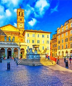 Basilica of Santa Maria in Trastevere paint by numbers