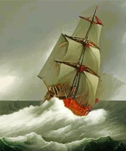 Schooner In Storm Art Paint By Numbers